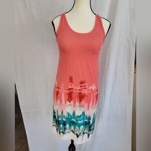 Dakini tie dye racerback built in shelf bra mini dress XS